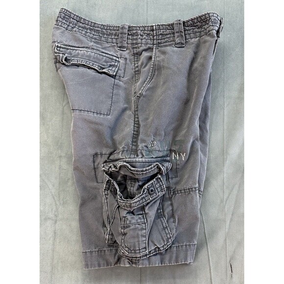 Aeropostale Cargo Shorts Mens 28 x 11 Gray Flat Front Denim Pockets Loose - Picture 3 of 11